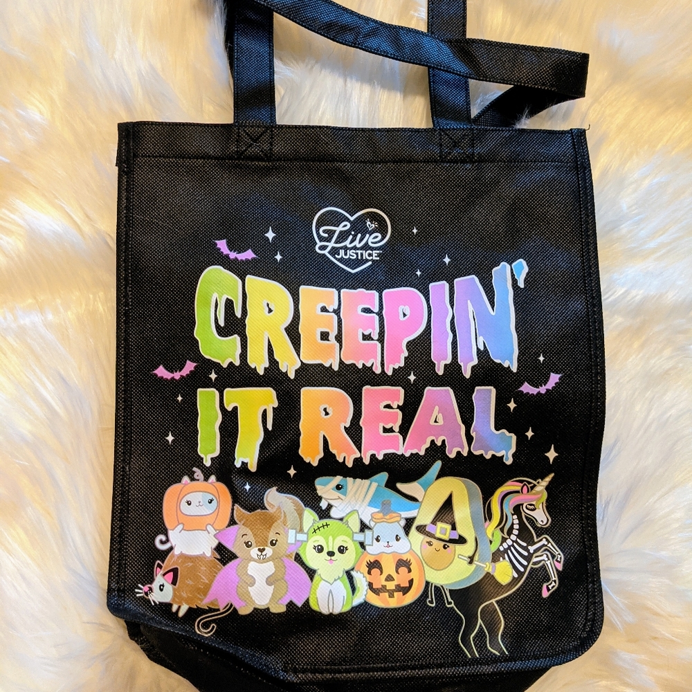 Justice tote creepin it real Halloween